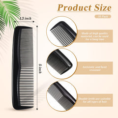 Peigne Didaey poche dents fines noir, idéal pour démêler sans tirer.