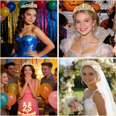 Didder couronne princesse cristal or assemblée, allure raffinée pour sortie spéciale.