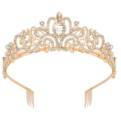 Didder couronne tiare cristal or avec peignes, accessoire élégant pour mariage.