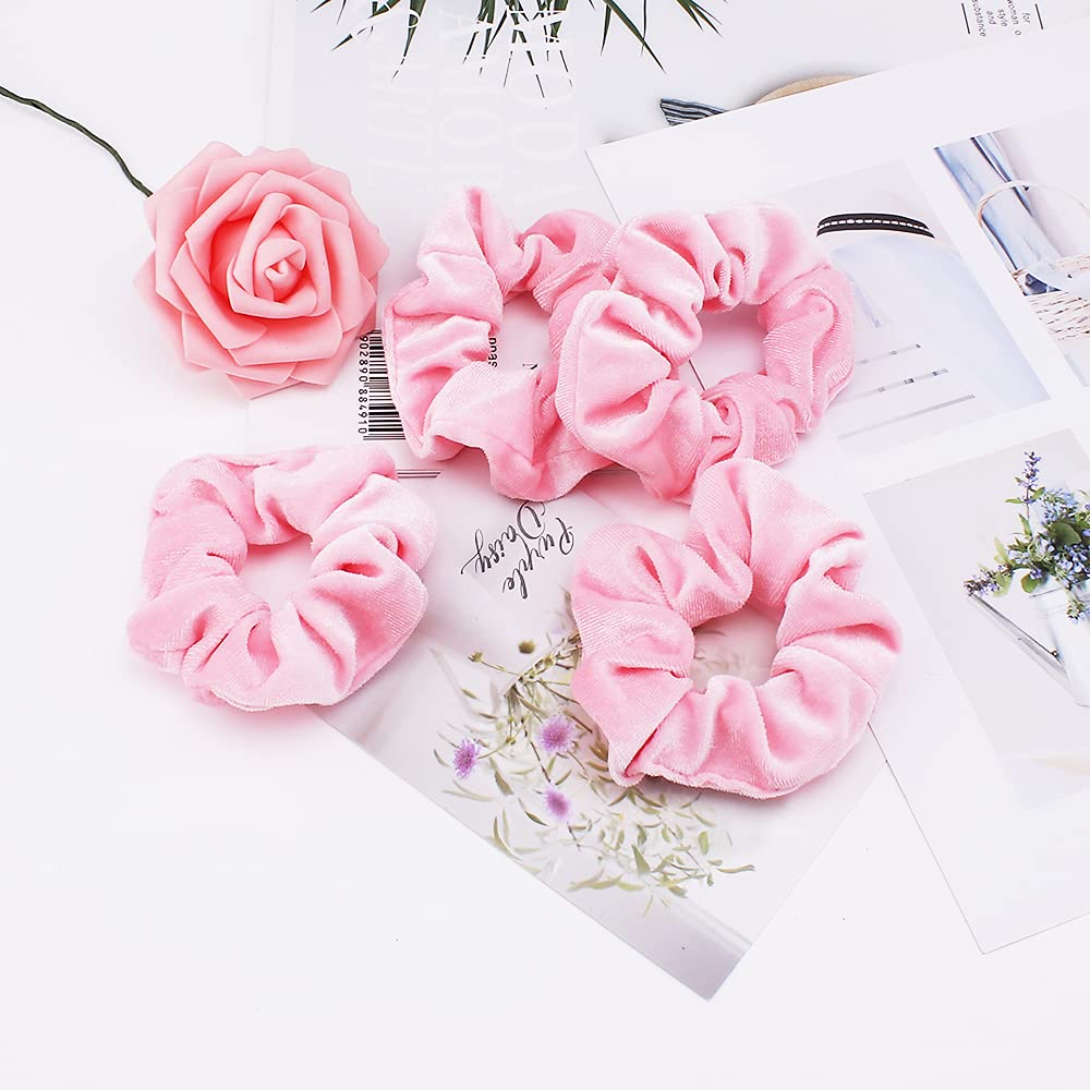 Didder élastiques velours rose, sur coiffure, fixation sûre sans tiraillement.