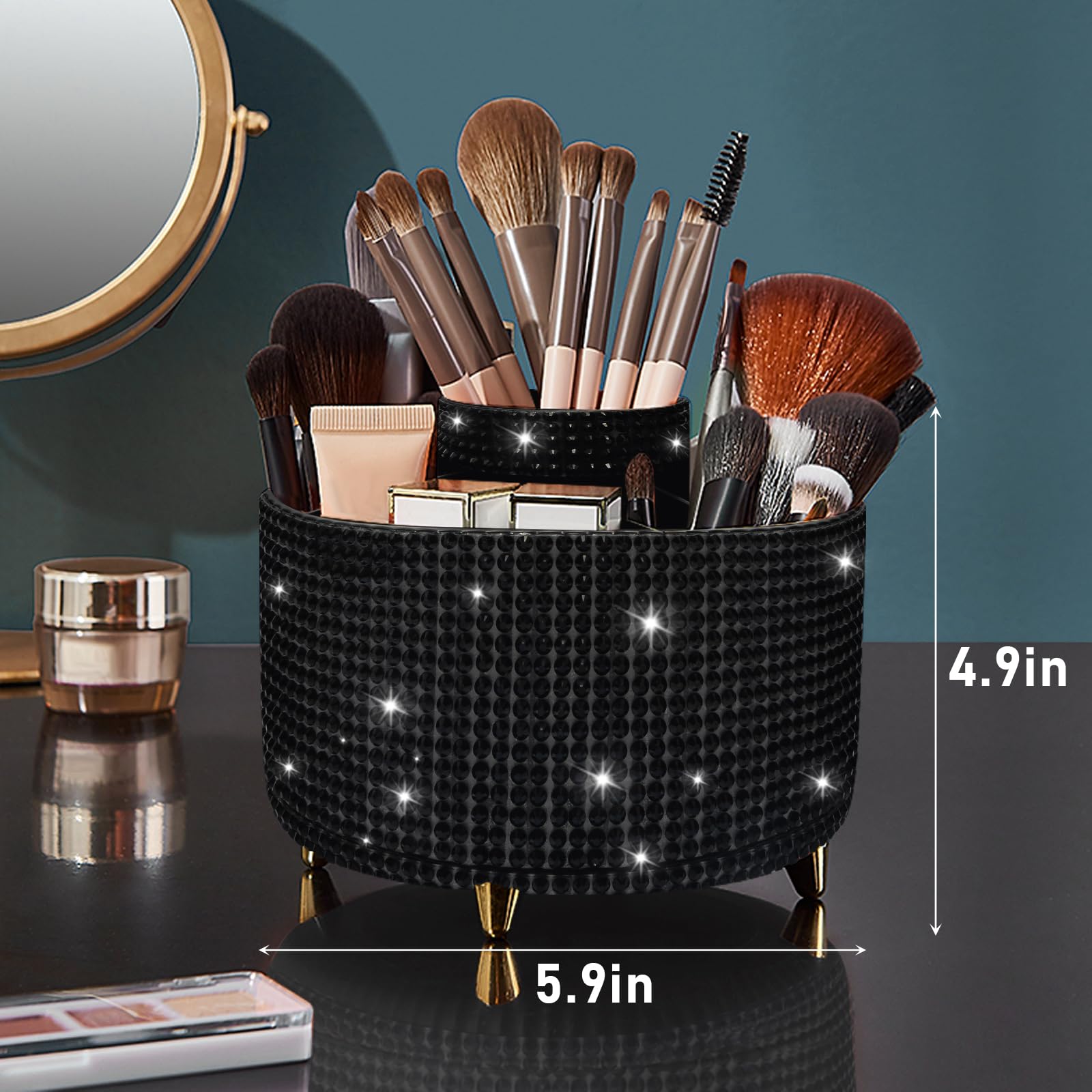 Diesisa boite pinceaux rotation 360 diamant noir: accessibilité rapide et rangement compact.