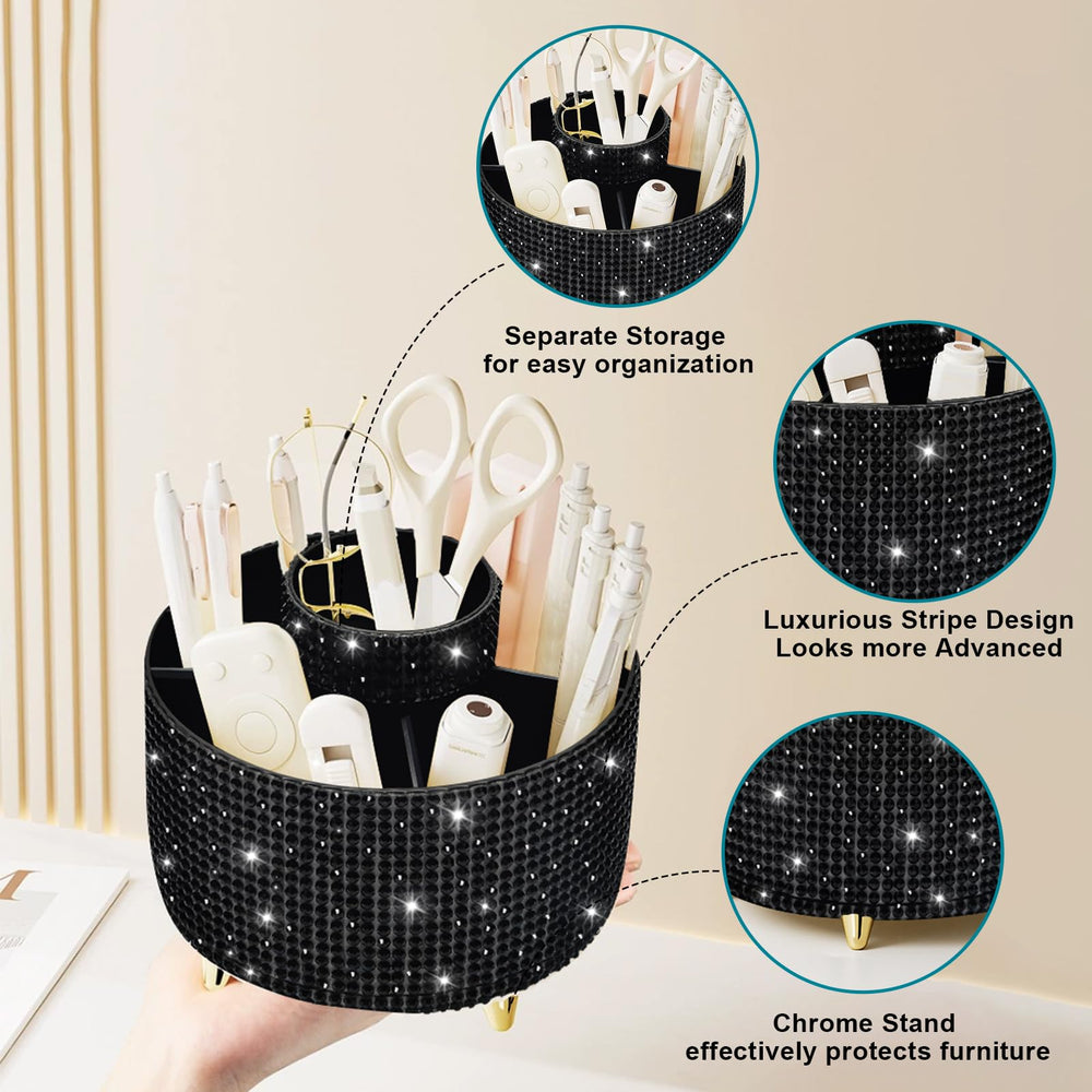 Diesisa rangement maquillage diamant noir: solution élégante pour le bureau et la salle de bains.