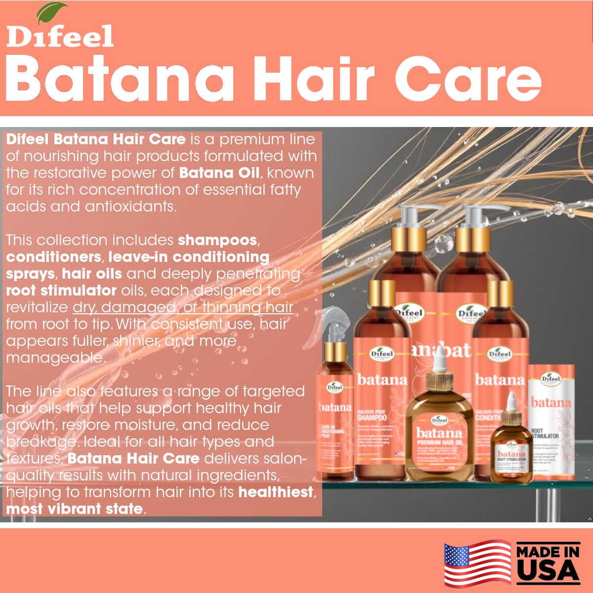 Difeel Batana: boîte de 7 oz, distribution pratique.