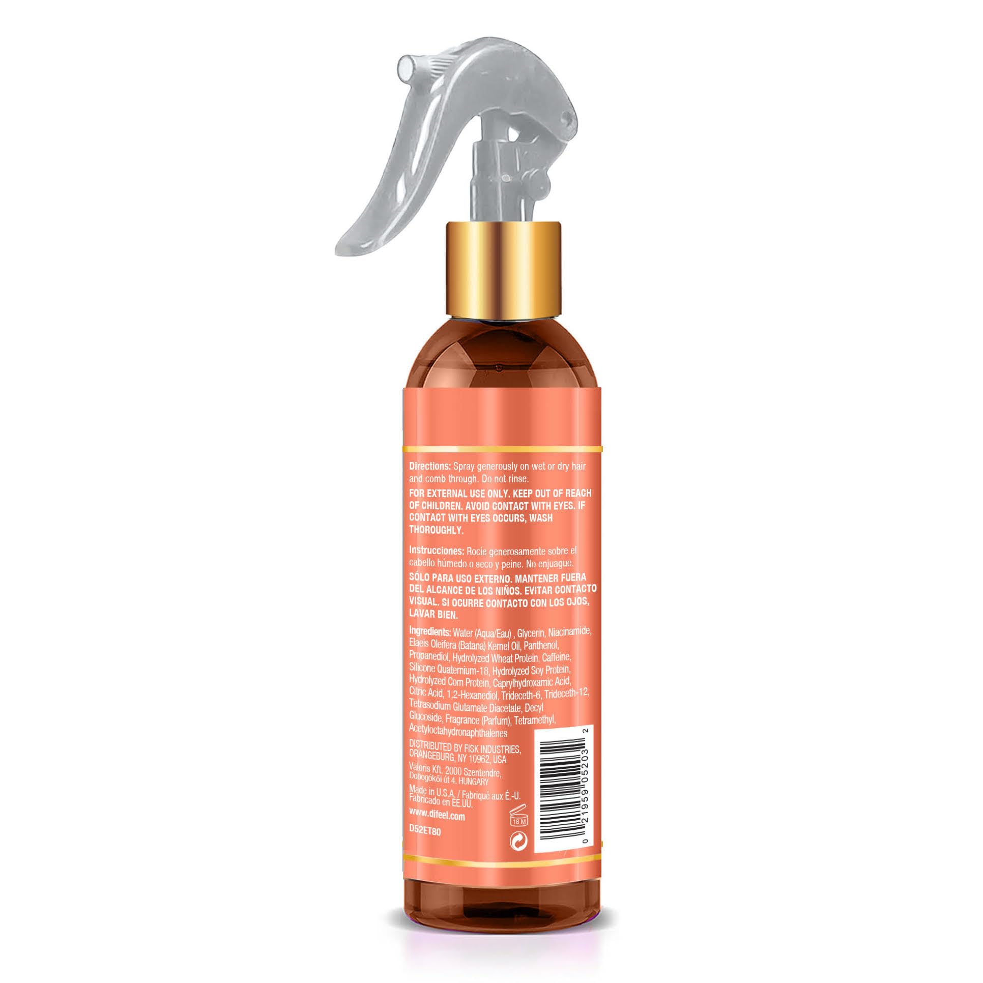 Difeel Batana: bouteille spray 355 ml, pratique à emporter et appliquer.