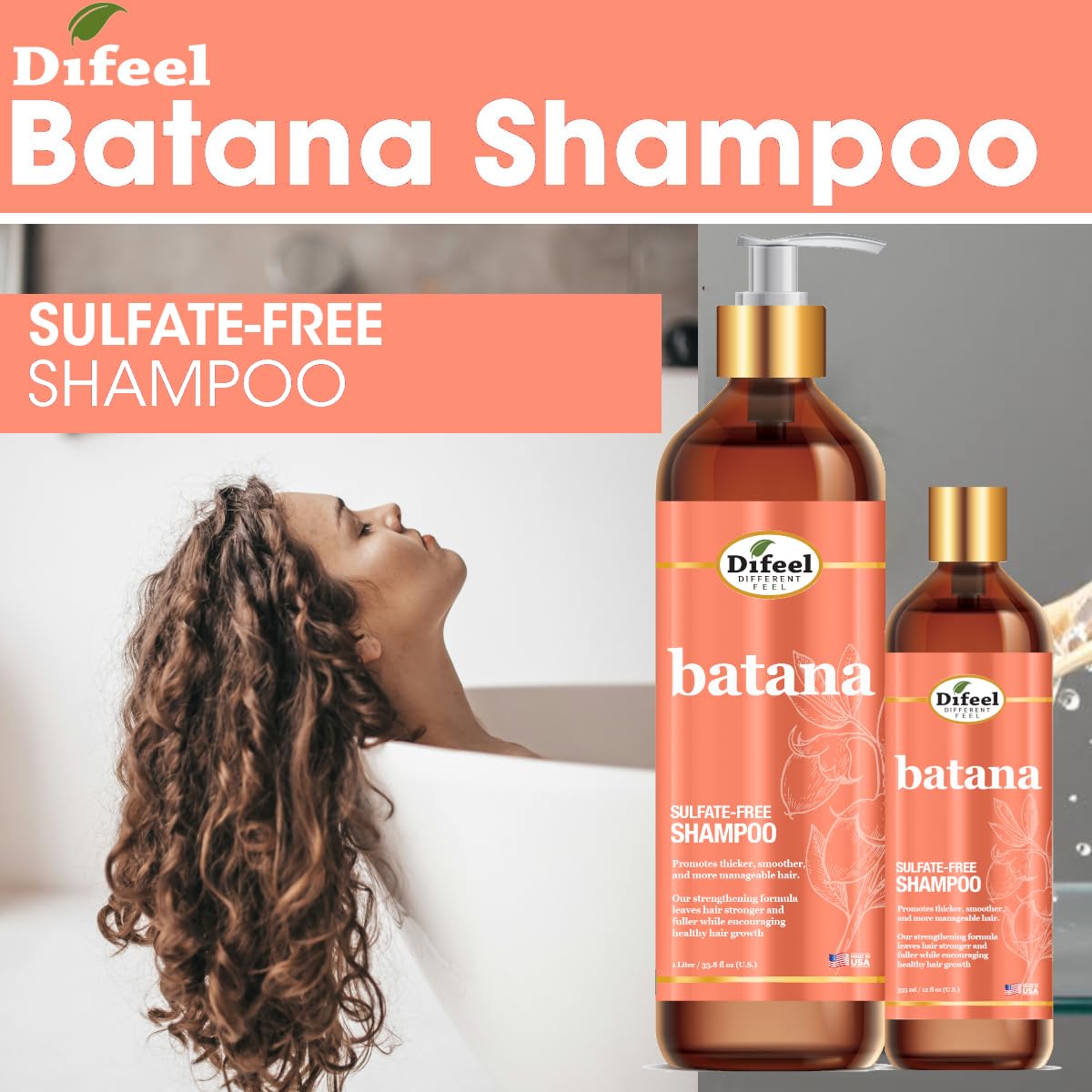 Difeel Batana Shampoo: mousse généreuse démontrant l’action nettoyante.