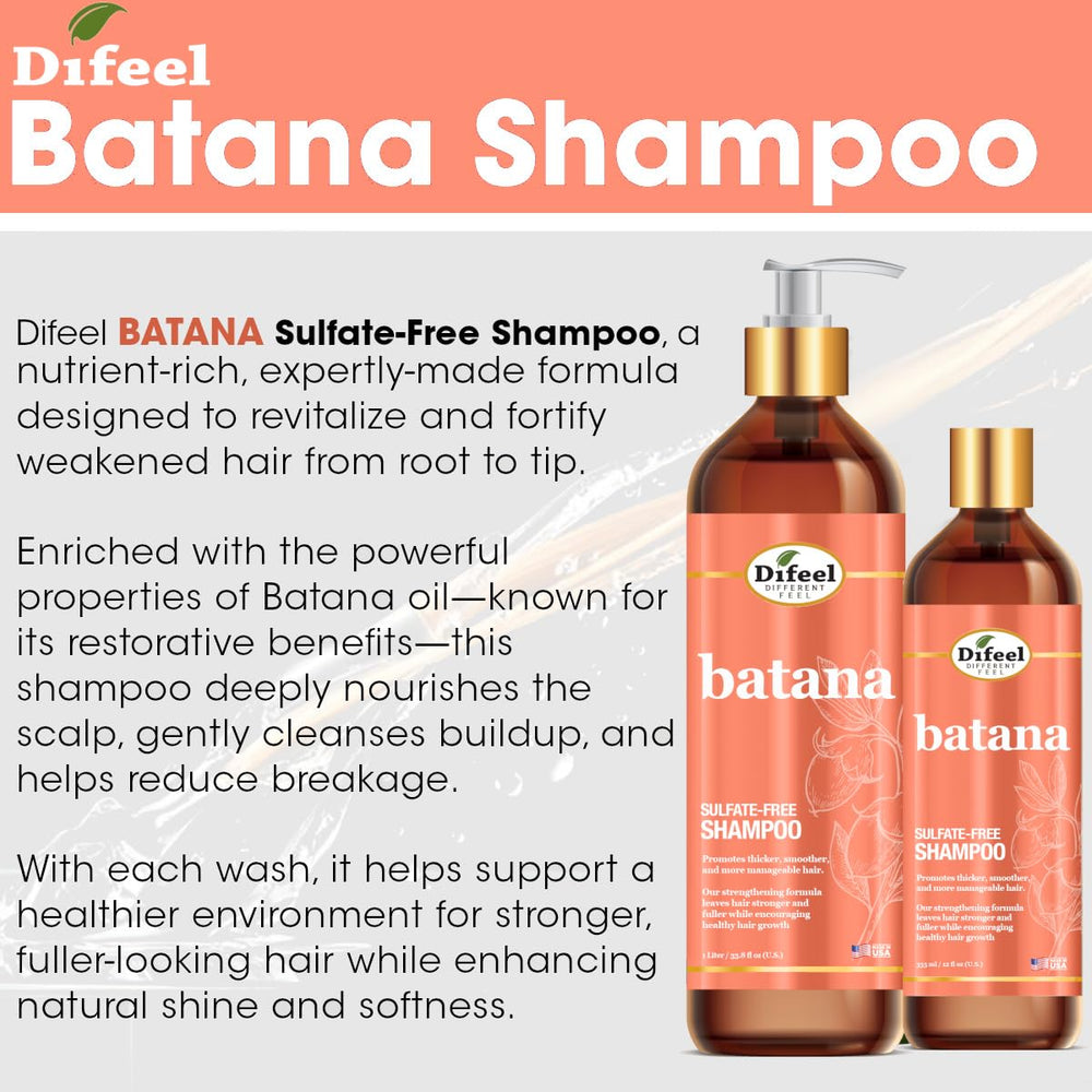 Difeel Batana Shampoo: texture crémeuse hydratante sans alourdir.