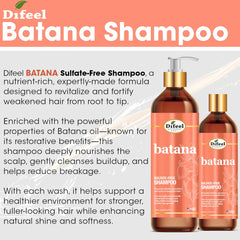 Difeel Batana Shampoo: texture crémeuse hydratante sans alourdir.