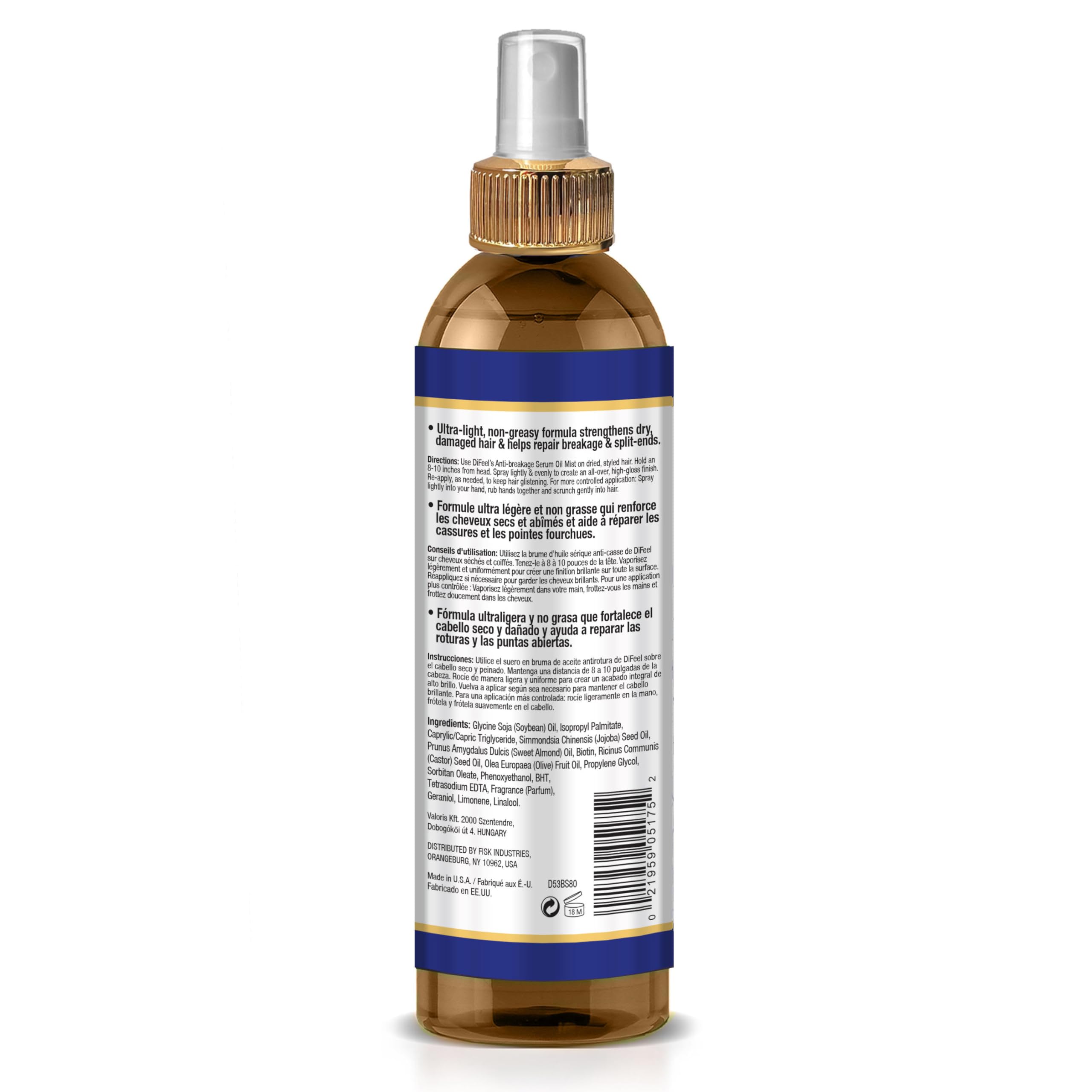 Difeel Biotine Anti-Casse – brume huile anti-frisottis pour cheveux lisses