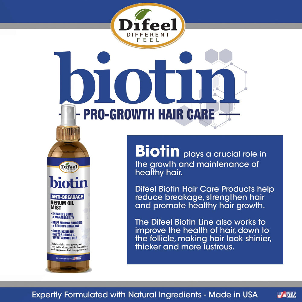 Sérum huile nourrissant Difeel Biotine Anti-Casse sur cheveux abîmés