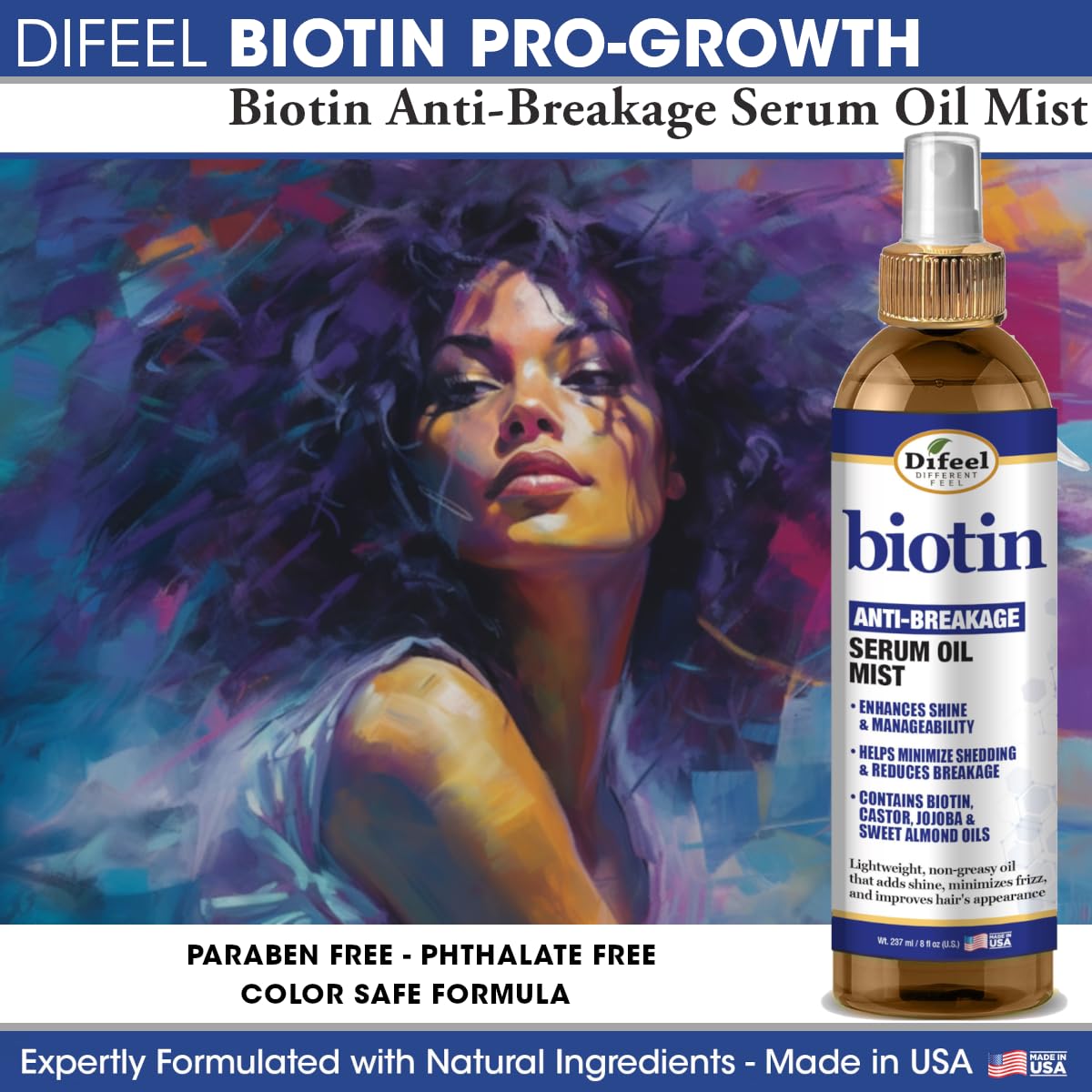 Sérum huile de réparation légère Difeel Biotine Anti-Casse pour cheveux