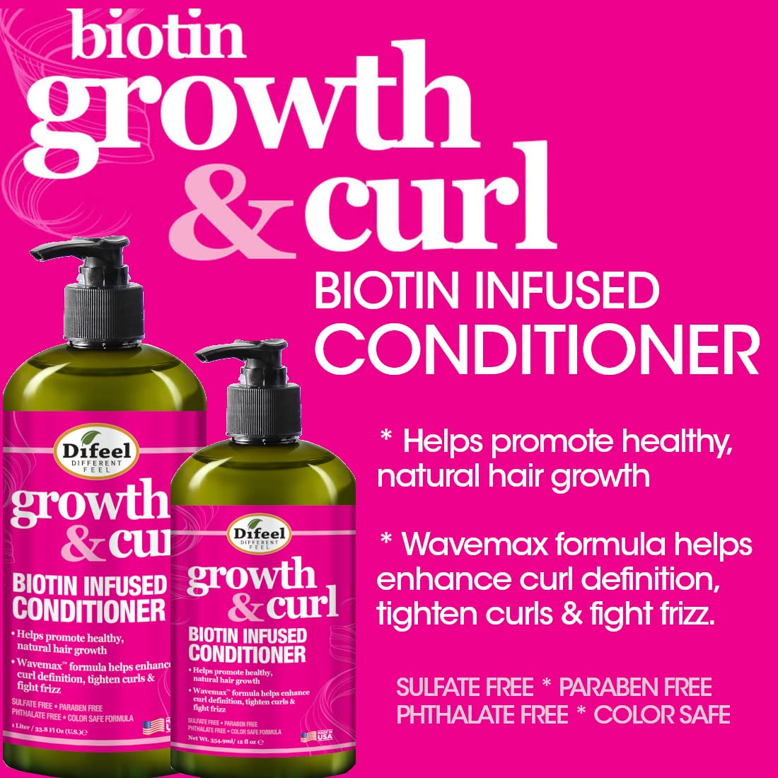Difeel Biotin Conditioner, boucles définition, douceur et coiffage facilité.