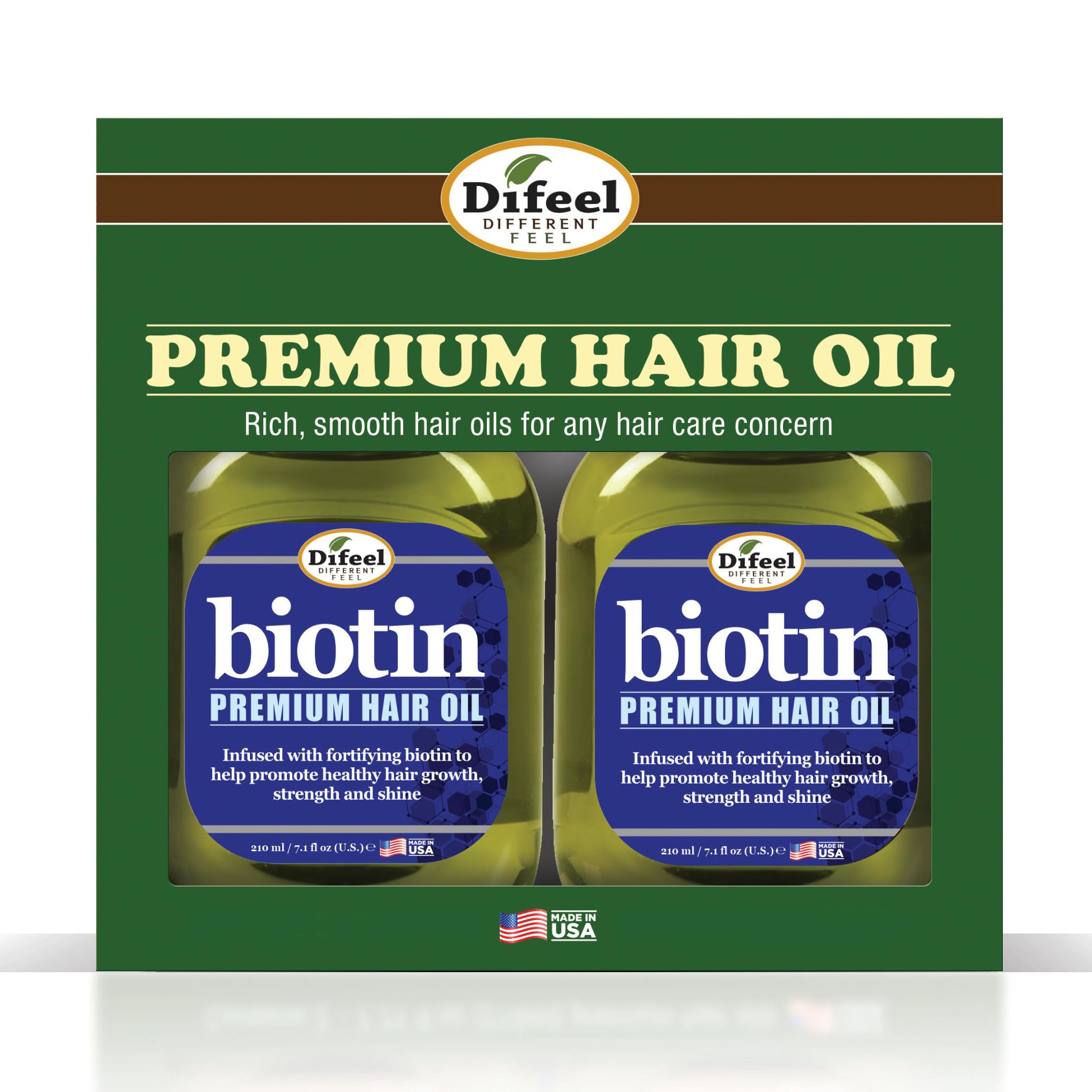 Huile capillaire biotine Difeel en bouteille pour cheveux forts et brillants