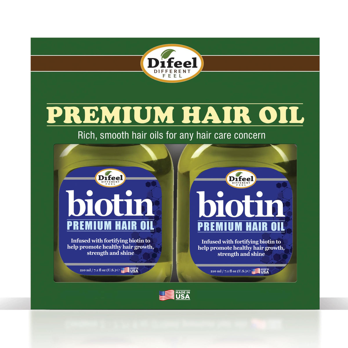 Huile capillaire biotine Difeel en bouteille pour cheveux forts et brillants