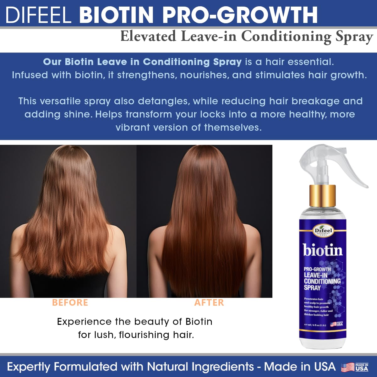 Étiquette produit Difeel sur le flacon, soin pratique quotidien