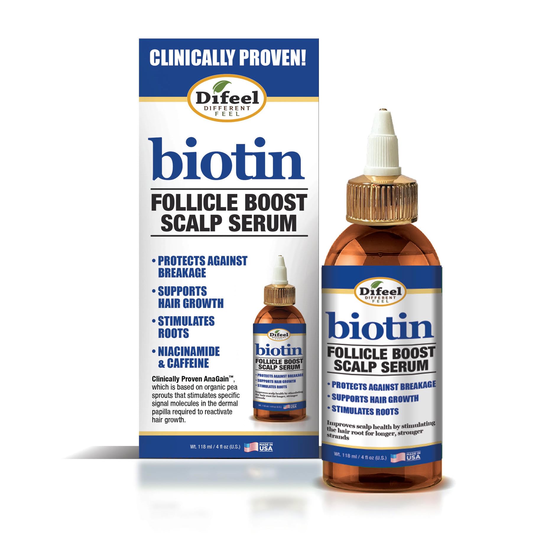 Difeel Biotine Follicule Stimulation Sérum, flacon illustré, revitalise les racines