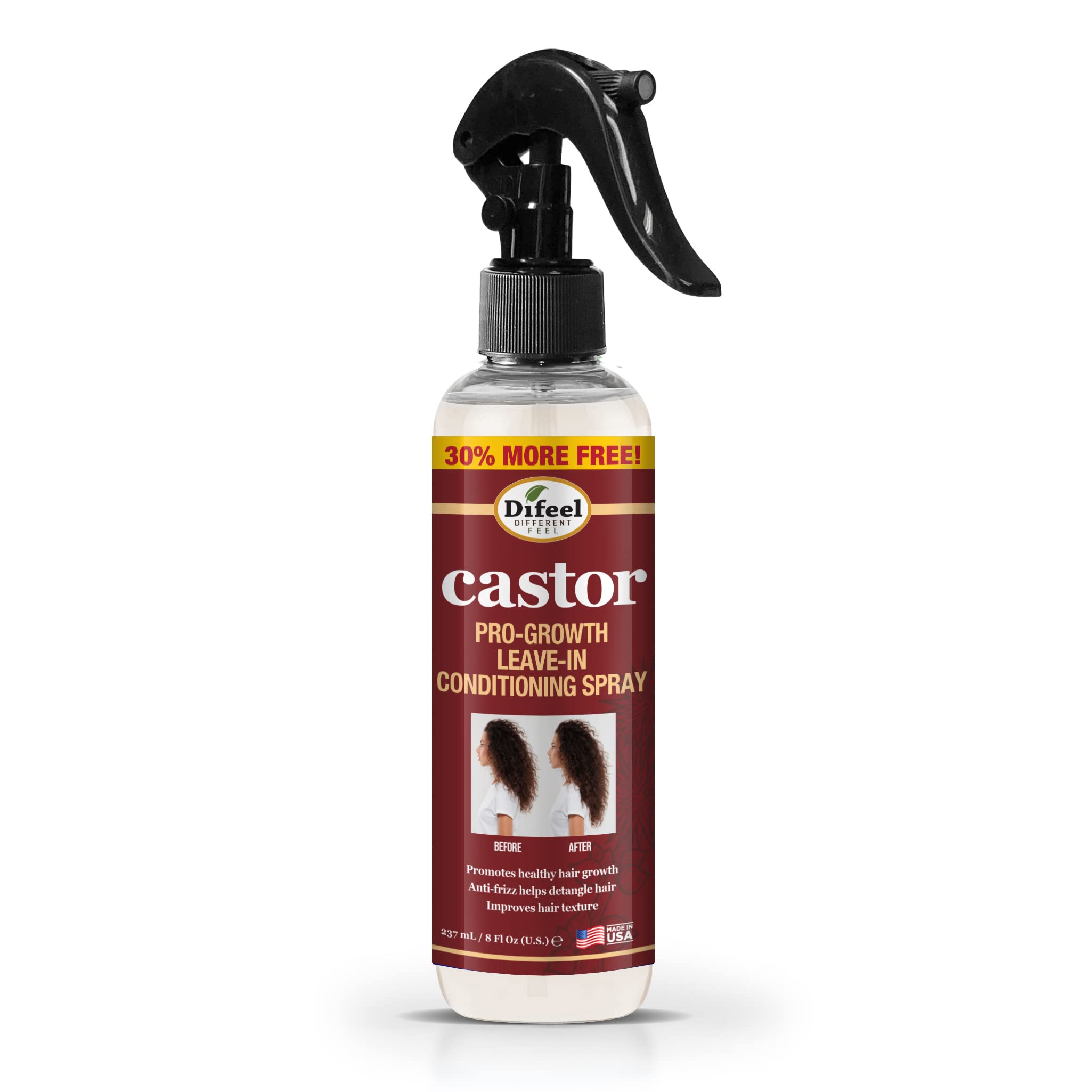 Difeel Castor Pro-Growth – bouteille: hydratation durable et croissance potentielle des cheveux.