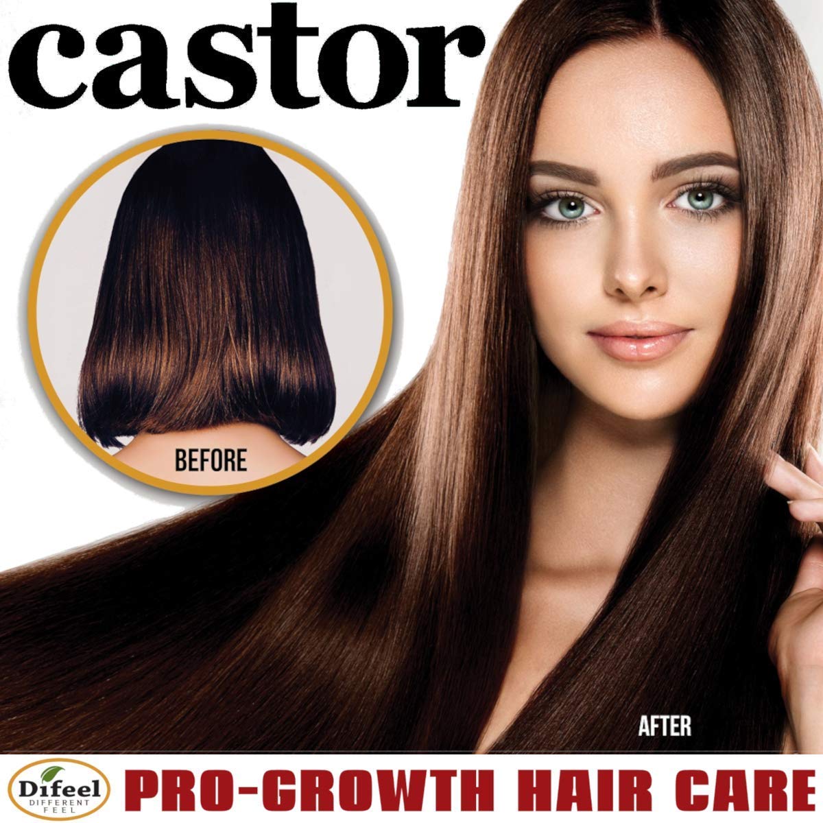 Difeel Castor Pro-Growth – soin quotidien léger pour cheveux normaux à bouclés.