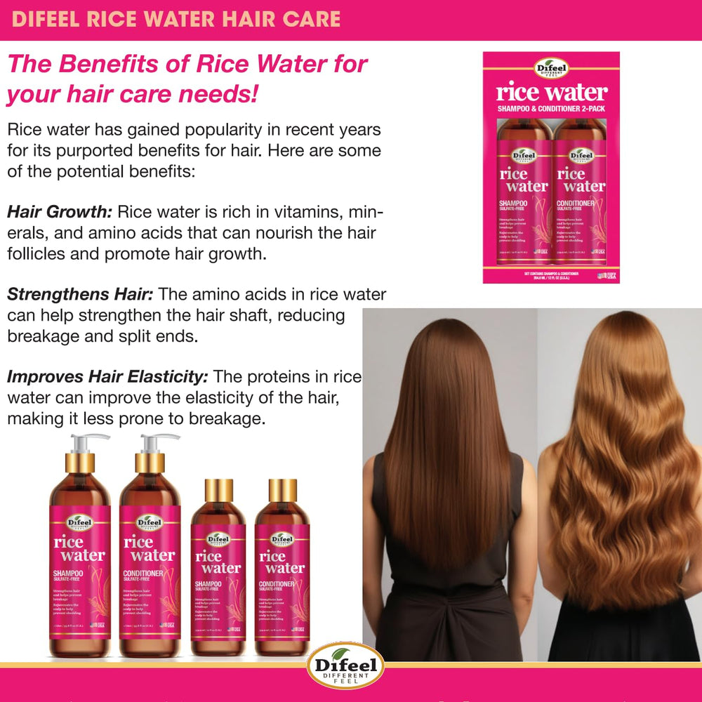 Difeel Eau de Riz – action anti-frizz pour cheveux lisses.