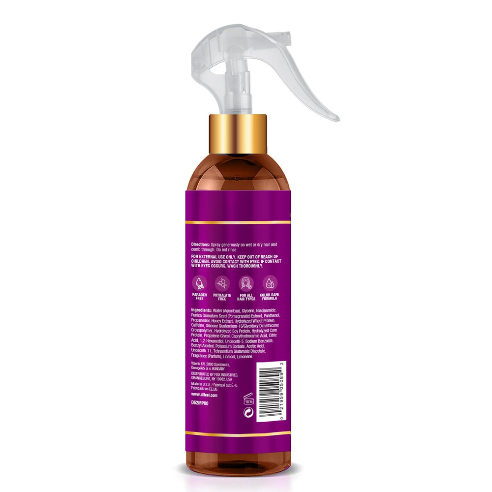 Difeel grenade et miel de Manuka – application en spray pour démêler.