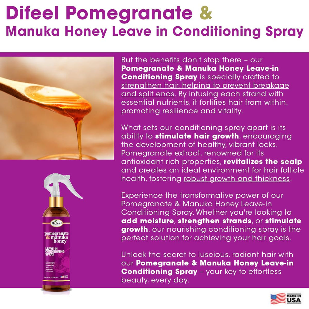 Difeel grenade et miel de Manuka – texture légère qui n’alourdit pas les cheveux.
