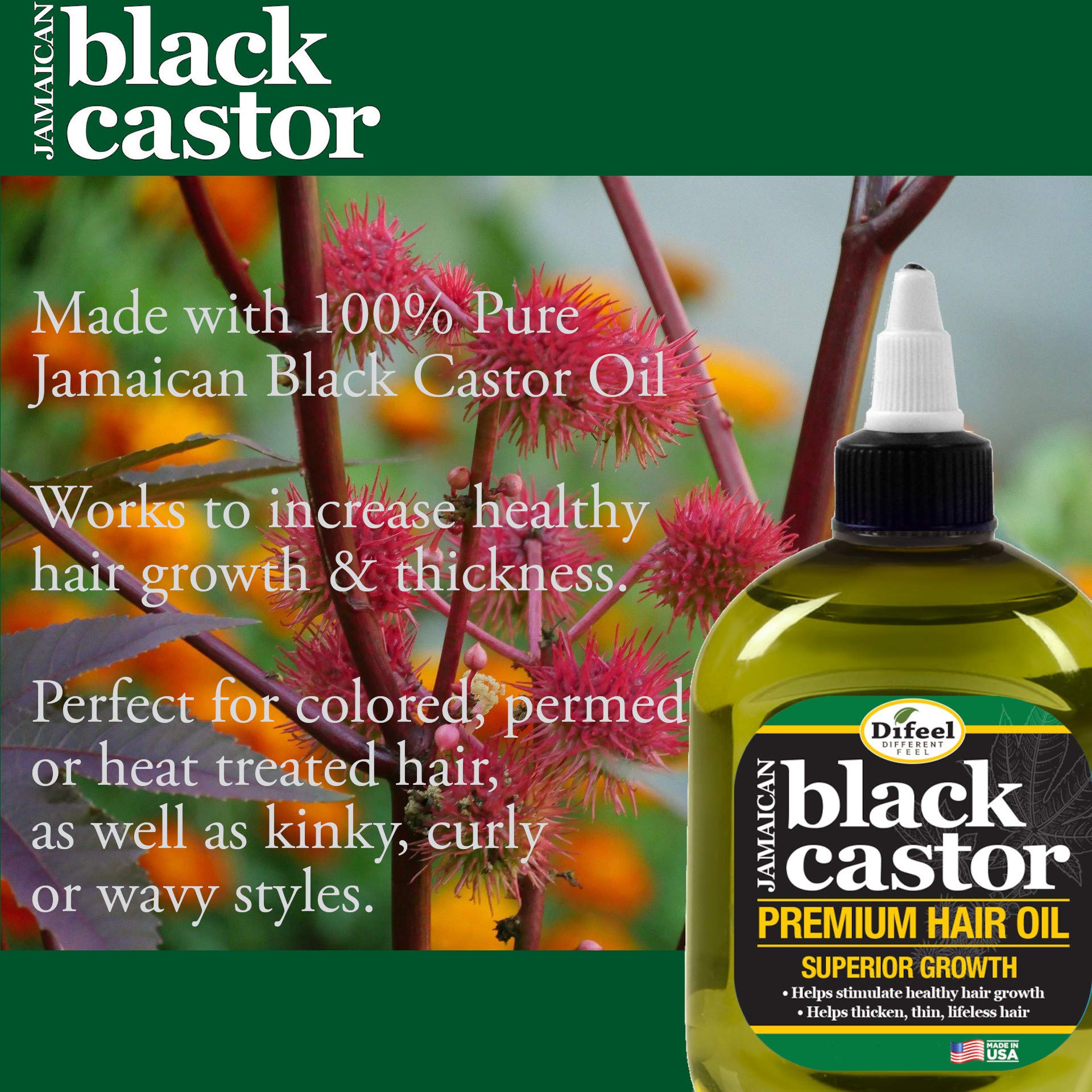 Difeel huile castor noir appliquée sur cheveux — soutien quotidien