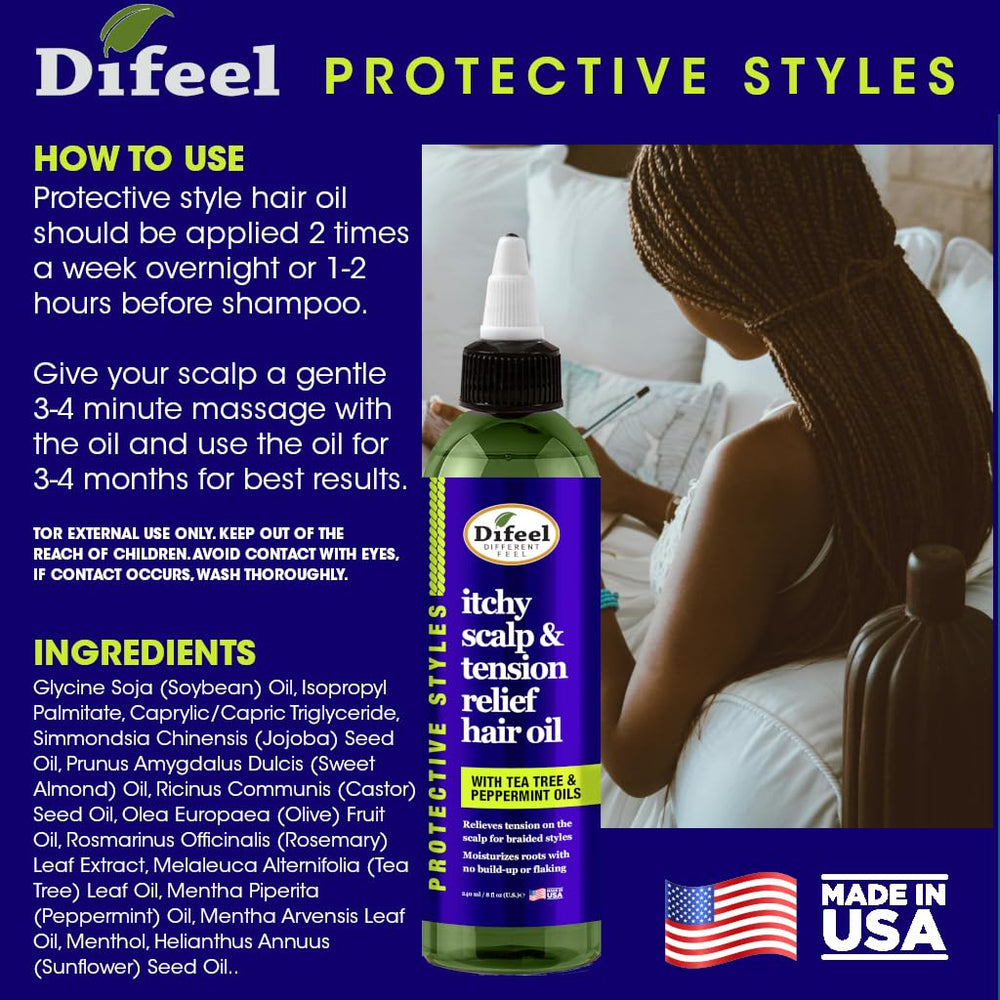 Difeel huile cheveux nourrissant et apaisant: cuir chevelu confortable.