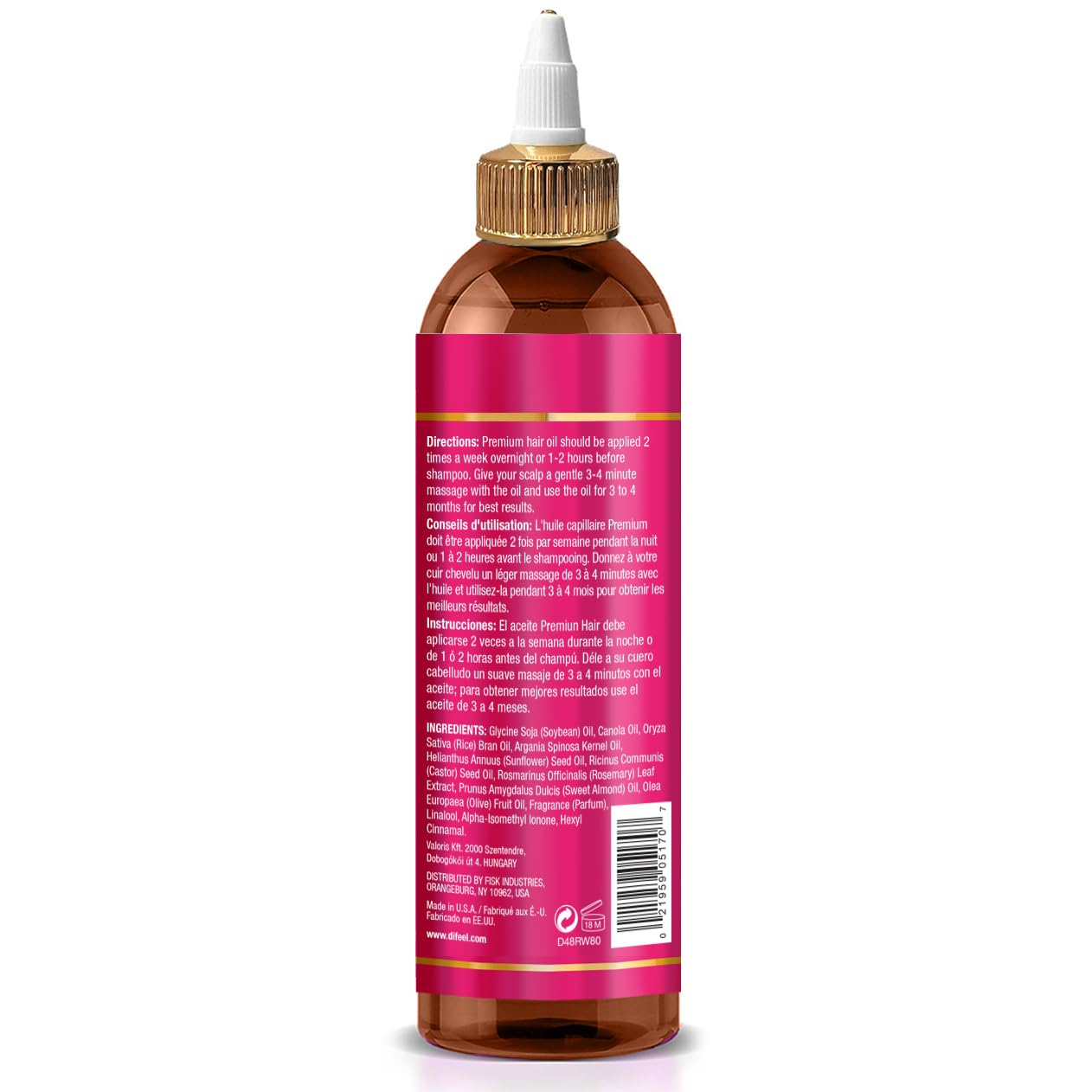 Difeel huile riz eau — application sur le cuir chevelu pour nourrir.