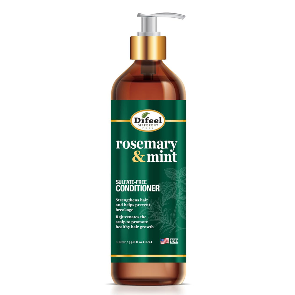 Difeel romarin et menthe : bouteille d'apres-shampooing 1 L prête à fortifier les cheveux.