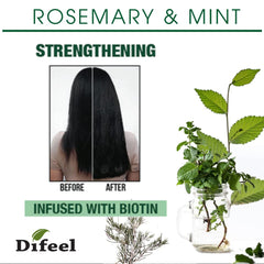 Texture mousse légère du Shampoing Difeel Romarin-Menthe pour un lavage agréable.