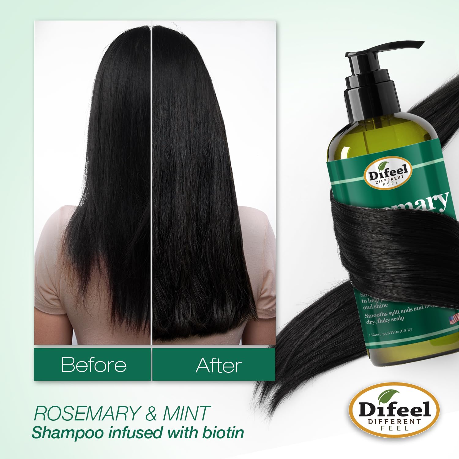 USA-made natural ingredients emphasized on Difeel packaging close-up.