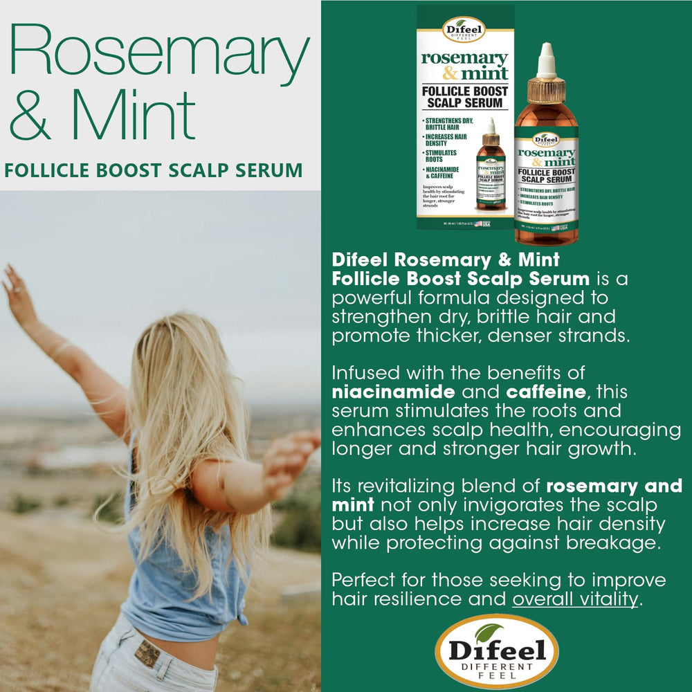 Difeel Sérum Caféine et Niacinamide, stimule les racines pour une chevelure plus résistante.