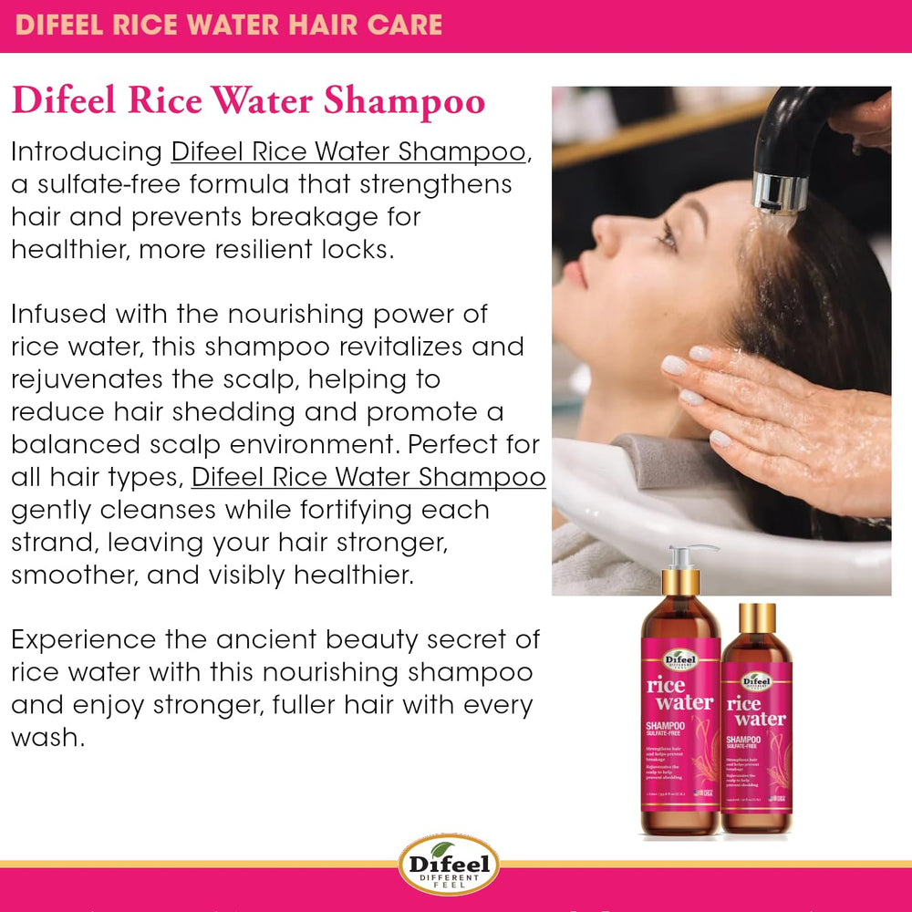 Mousse douce de Difeel Eau de Riz, texture légère pour tous les cheveux.