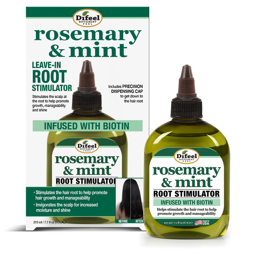 Difeel stimule les racines avec menthe et romarin, pour nourrir les cheveux.