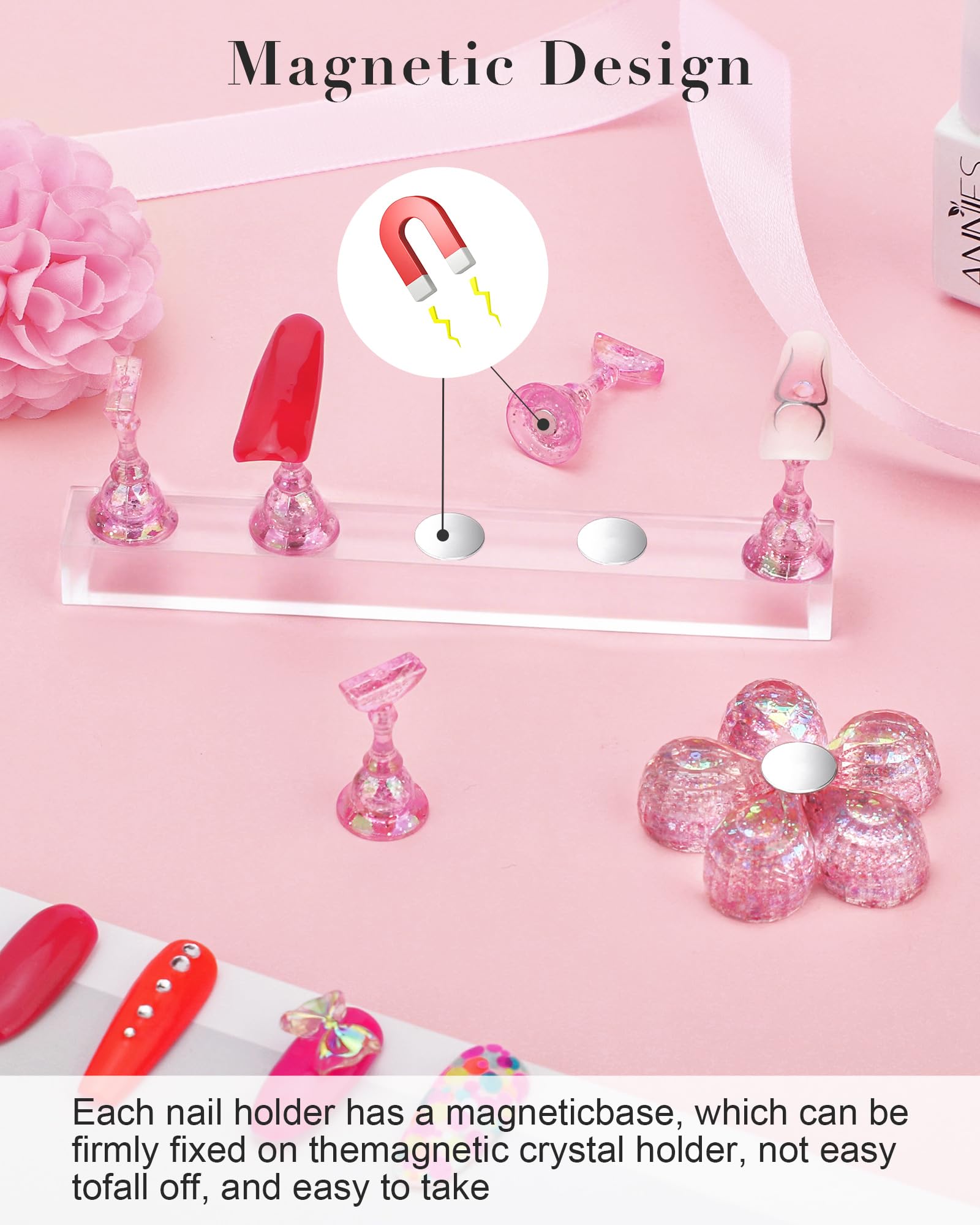 Ensemble Difenni affichage ongles échiquier avec système magnétique.