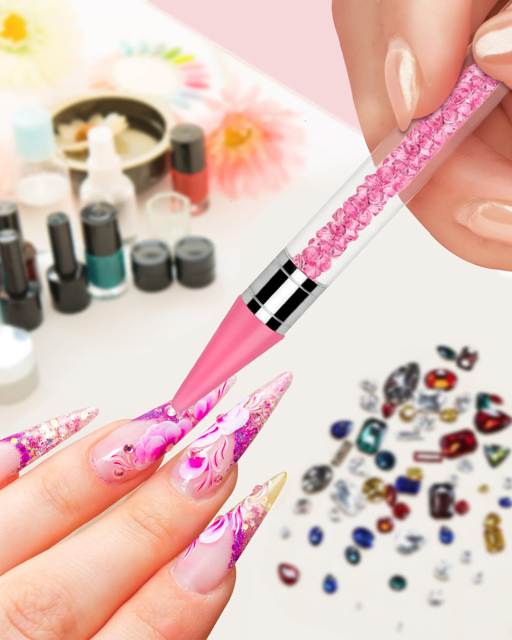 Tête double Difenni pour poser et retirer les strass.