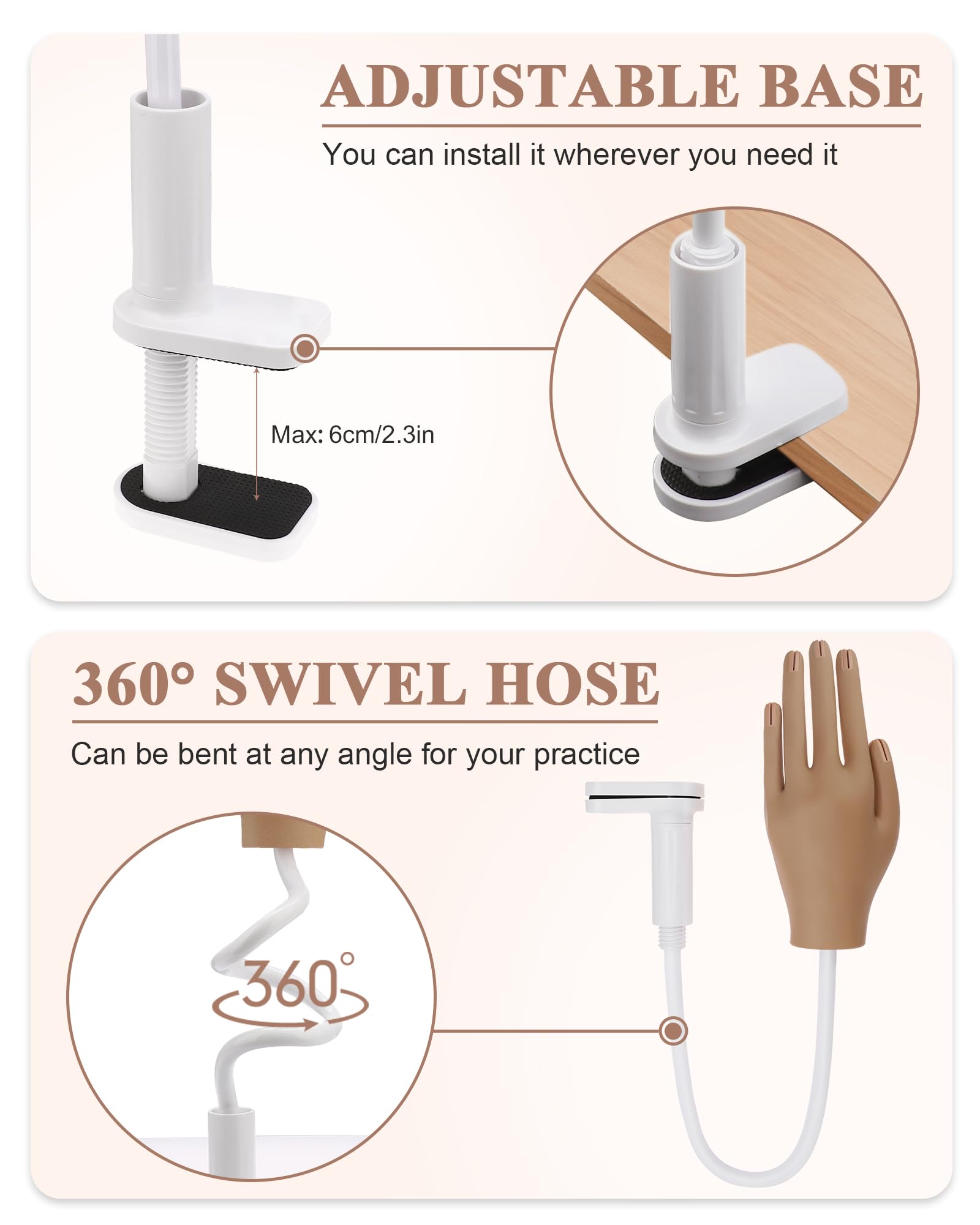 Verrouillage des tips en forme de T pour éviter le décollement pendant la pratique.