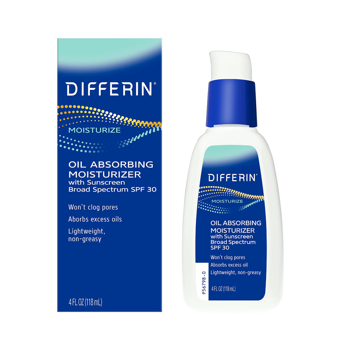 Differin hydratant absorbant l’huile SPF30: bouteille prête pour une peau mate.