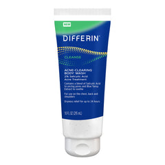 Differin Lavage Corps – bouteille prête à nettoyer en douceur les zones sujettes à l’acné.