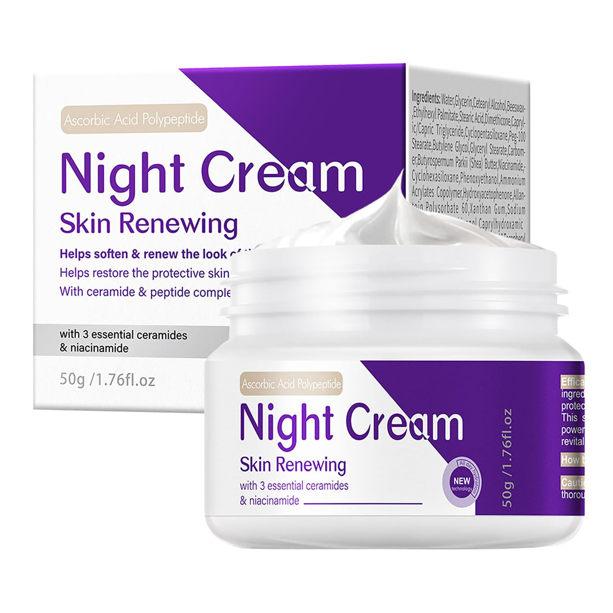 DIKAYI crème-nuit-renouvelante en pot pour hydratation durable et éclat matinal.