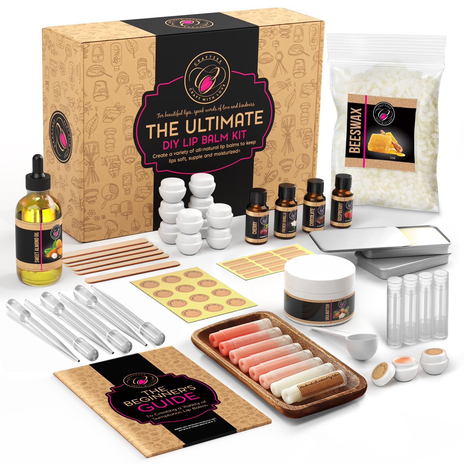 Kit DilaBee CraftZee baume lèvres, emballage élégant prêt à offrir.