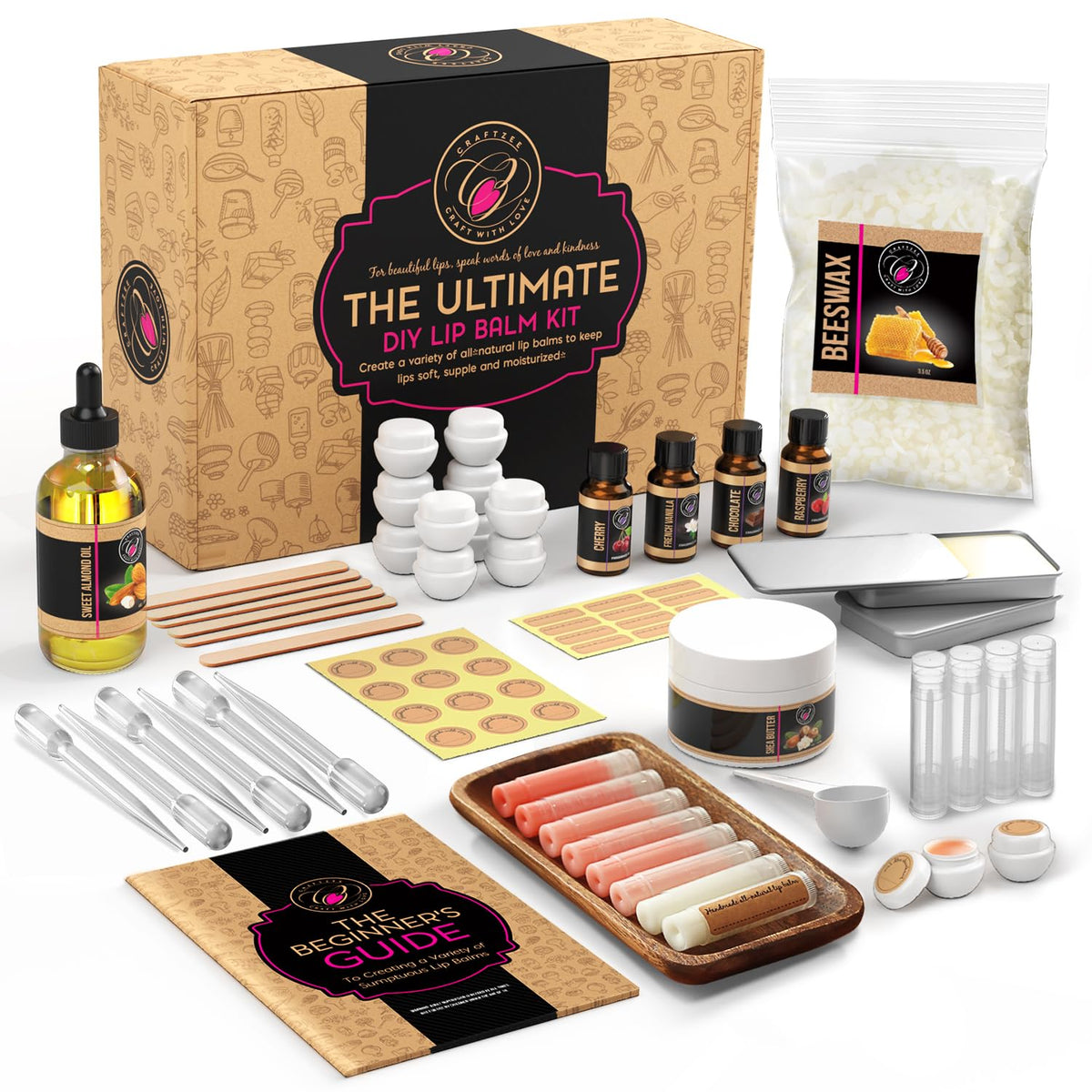 Kit DilaBee CraftZee baume lèvres, emballage élégant prêt à offrir.