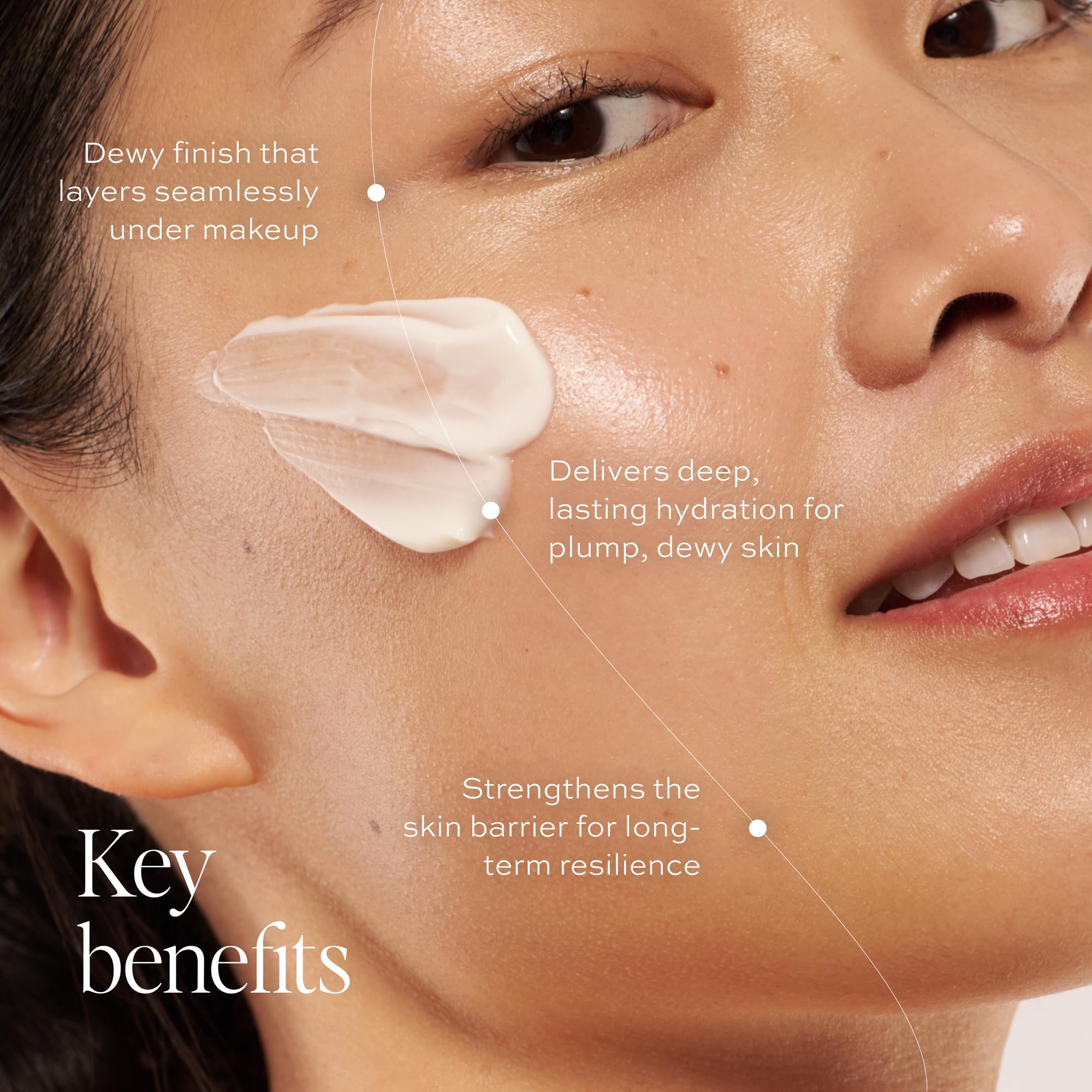 Texture riche de la Crème Dewy Day pour peau douce et revitalisée.