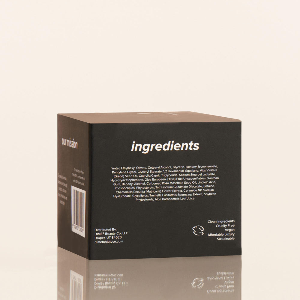 Emballage durable DIME reflète l’engagement vegan et sans cruauté.