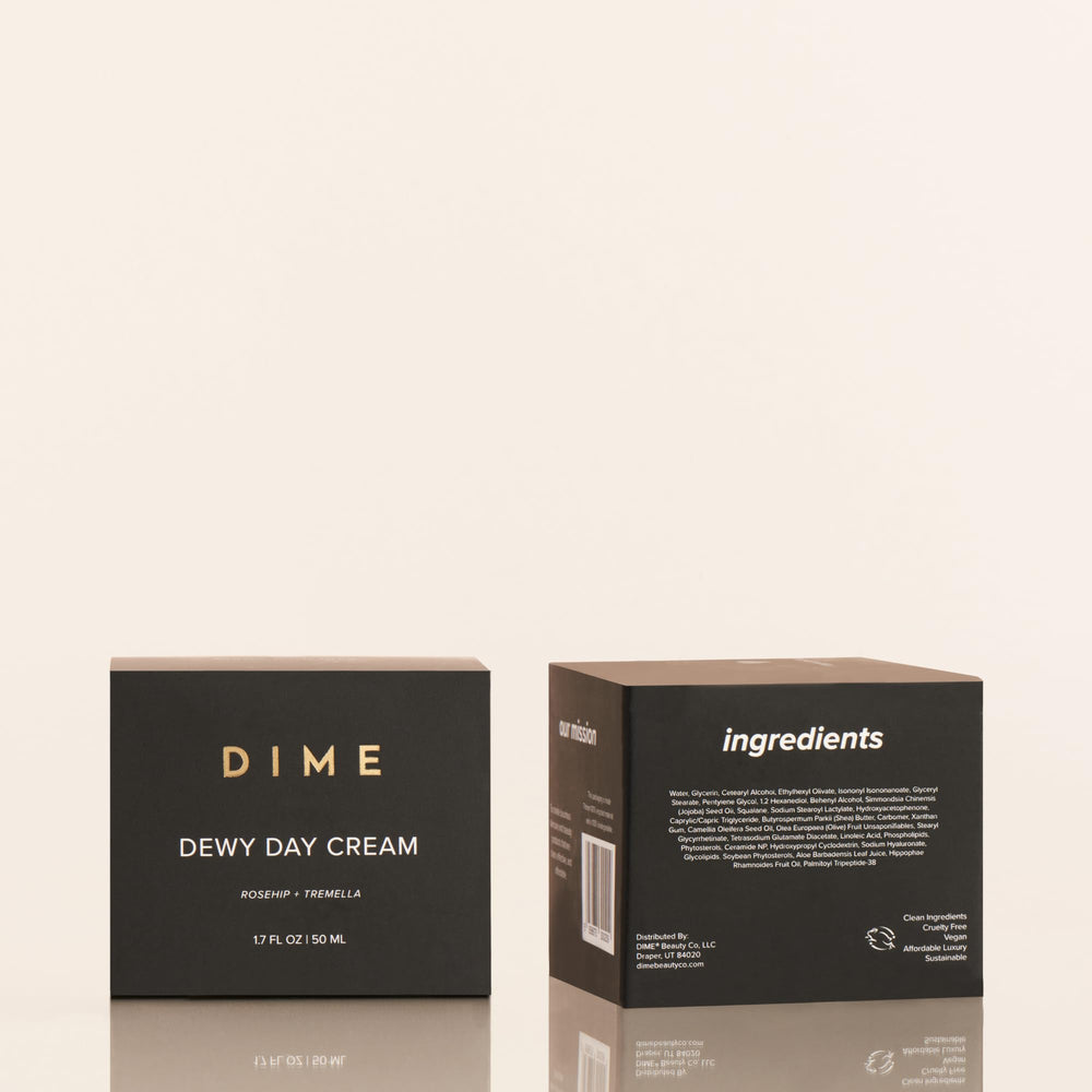 Routine matinale simple avec la crème Dewy Day comme étape clé.