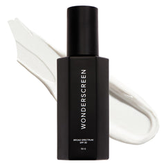 DIME Wonderscreen SPF30, bouteille versée, protection UV légère et non blanchissante.