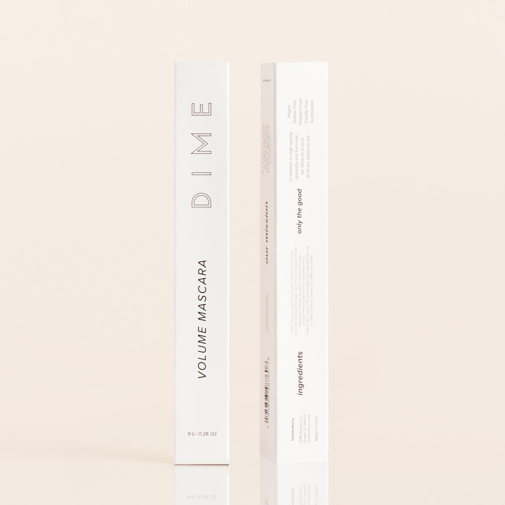 DIME Beauty Volume Mascara emballage durable et respectueux de l'environnement.