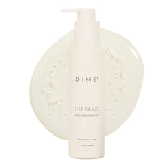 Huile corporelle DIME Glaze, hydratation rapide pour peau lumineuse.