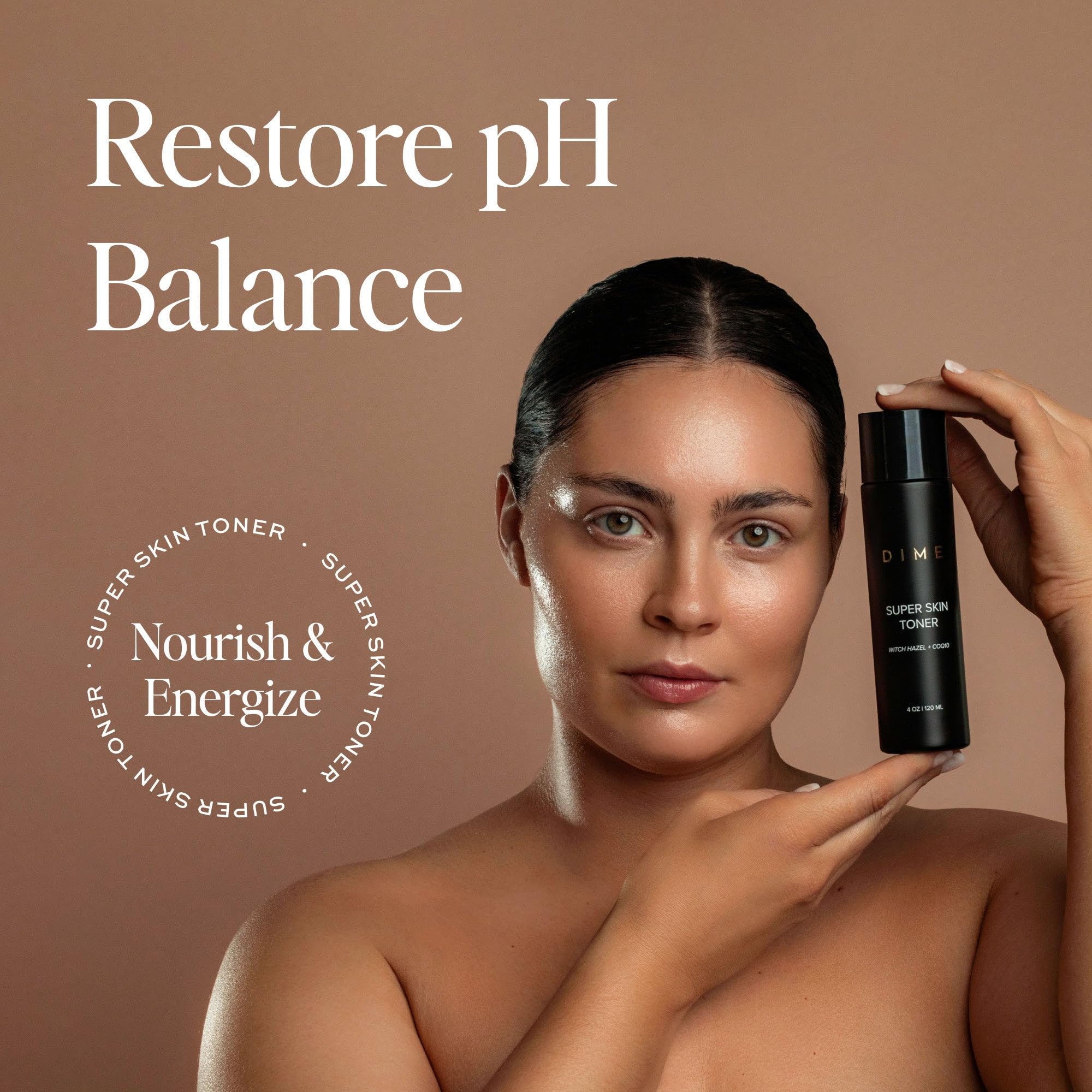 DIME Mini Super Skin Toner, formule sans alcool, adaptée peaux sensibles.