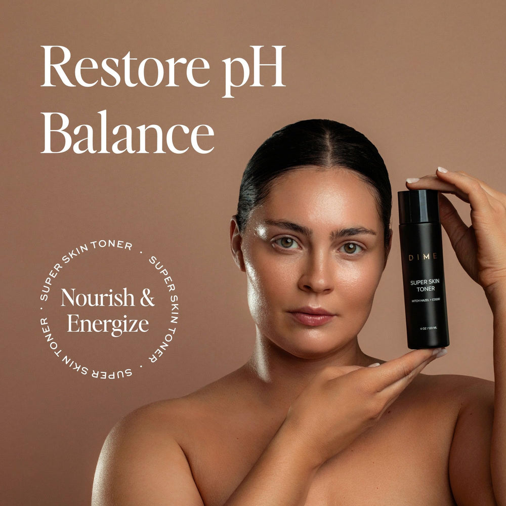 DIME Mini Super Skin Toner, formule sans alcool, adaptée peaux sensibles.