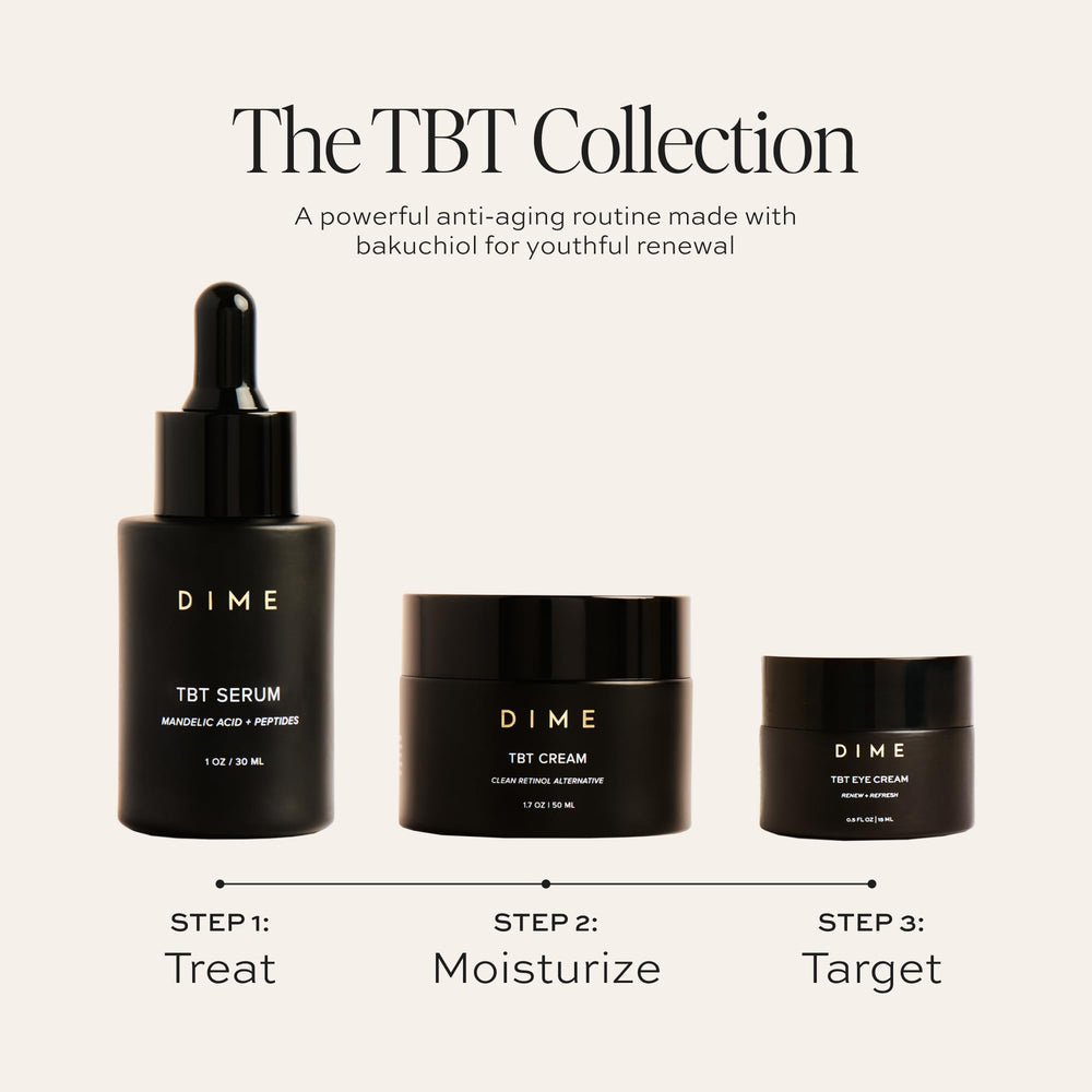 Formule vegan et sans cruauté de DIME TBT pour le contour des yeux.